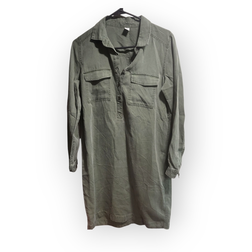 Green Long Sleeve Shirt Dress Small Old Navy Casual Fall‎ Autumn